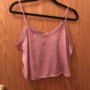 Pink Lace Crop Tank
